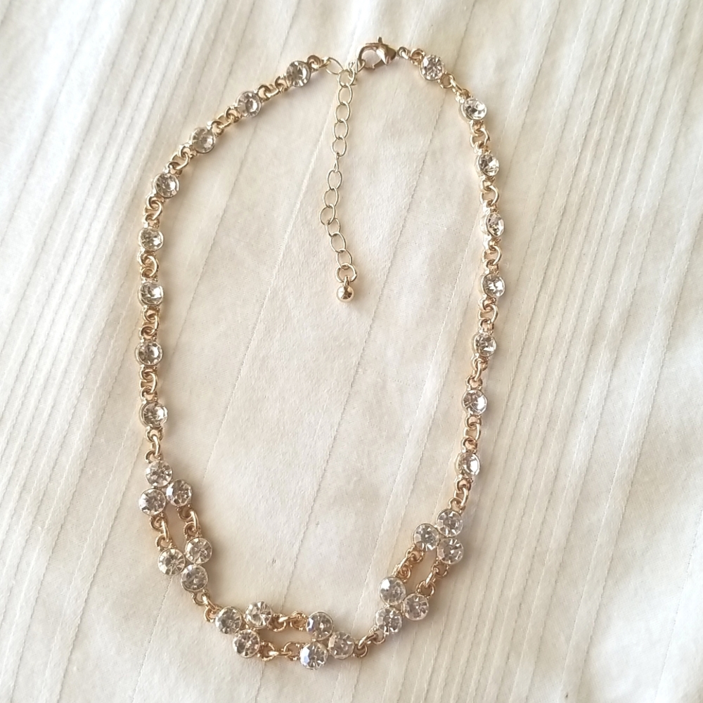 Gold Rhinestone Choker Necklace
